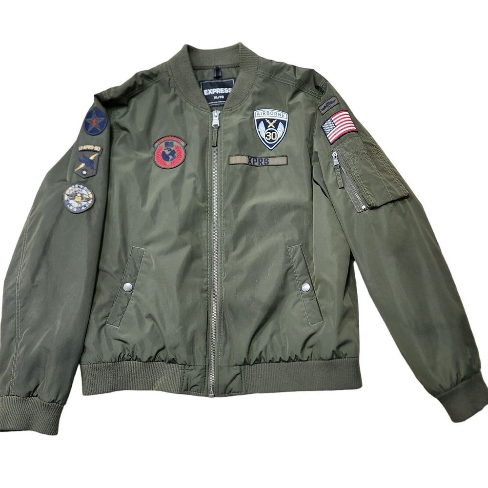 Express Military Style Flight Jacket Men's XL/TG Green